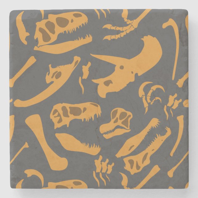 Dinosaur Bones (Grey) Stone Coaster (Front)