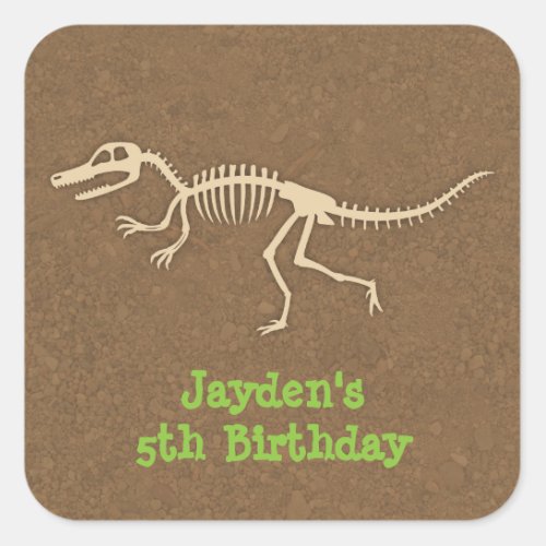 Dinosaur Bones Kids Birthday Party Labels