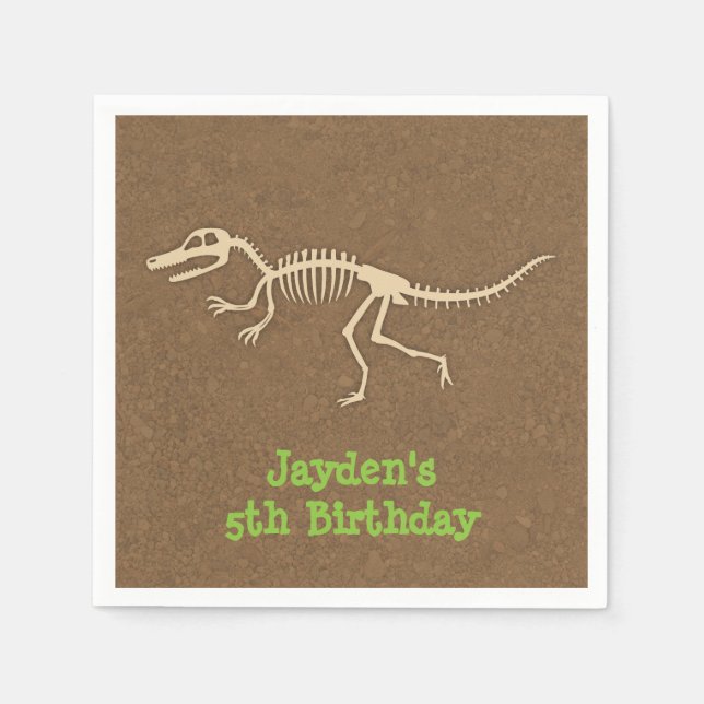 Dinosaur Bones Kids Birthday Party Supplies Napkins (Front)