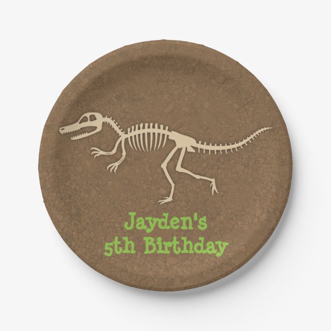 Dinosaur Bones Kids Birthday Party Supplies Paper Plates (Front)