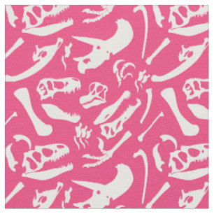 Dinosaur Bones (Pink) Fabric