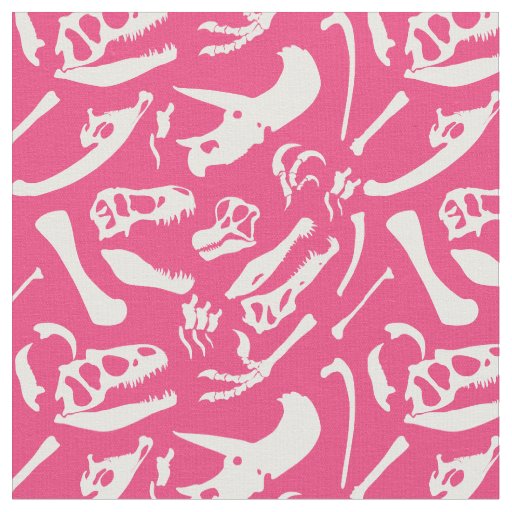 Dinosaur Bones (Pink) Fabric