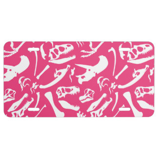 Dinosaur Bones (Pink) License Plate