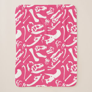 Dinosaur Bones (Pink) Sherpa Blanket