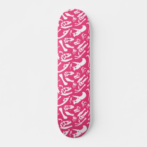 Dinosaur Bones Pink Skateboard