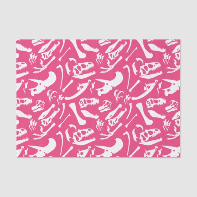 Dinosaur Bones (Pink) Tissue Paper (Front)