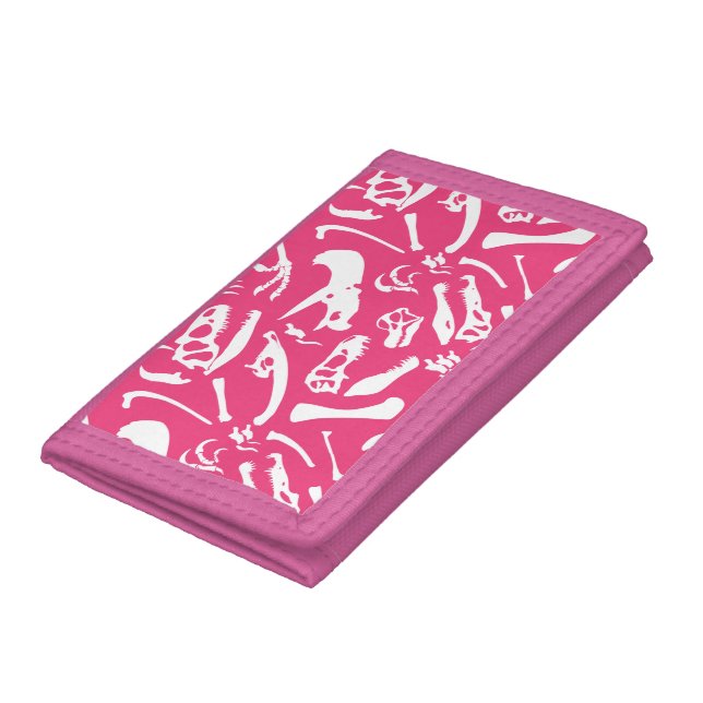 Dinosaur Bones (Pink) Tri-fold Wallet (Bottom)
