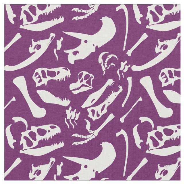 Dinosaur Bones (Purple) Fabric (Close Up)