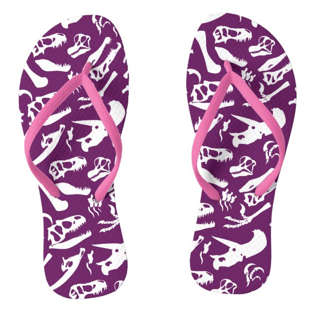 Dinosaur Bones (Purple) Flip Flops (Footbed)