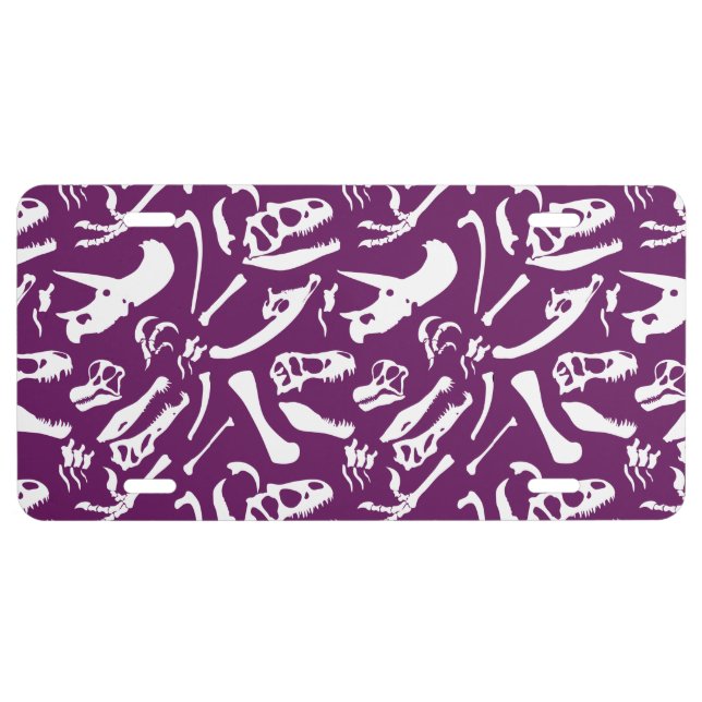Dinosaur Bones (Purple) License Plate (Front)