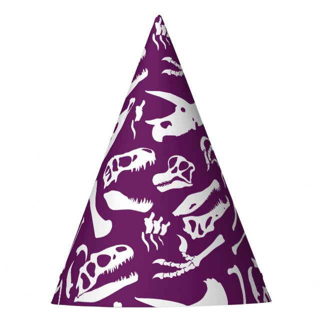 Dinosaur Bones (Purple) Party Hat (Front)