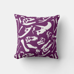 Dinosaur Bones (Purple) Throw Pillow