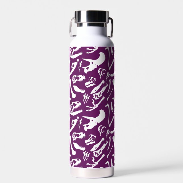 Dinosaur Bones (Purple) Water Bottle (Front)
