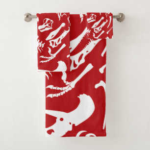 Dinosaur Bones (Red) Bath Towel Set