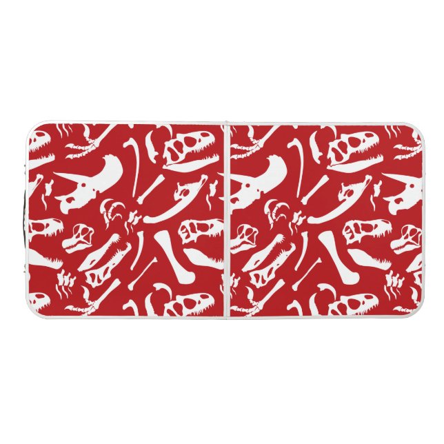 Dinosaur Bones (Red) Beer Pong Table (Top)
