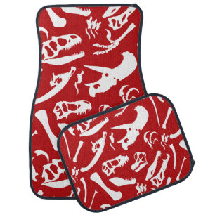 Dinosaur Bones (Red) Car Floor Mat