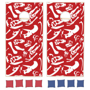 Dinosaur Bones (Red) Cornhole Set