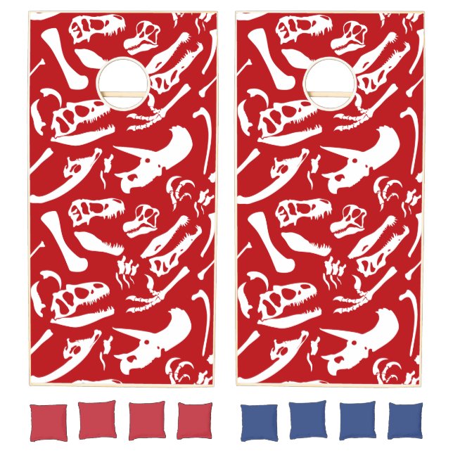 Dinosaur Bones (Red) Cornhole Set (Set)