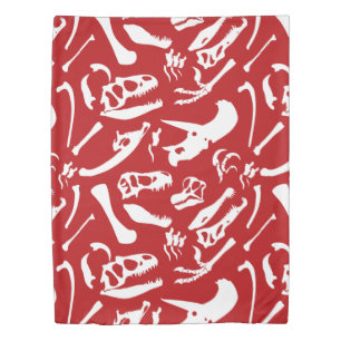 Dinosaur Bones (Red) Duvet Cover