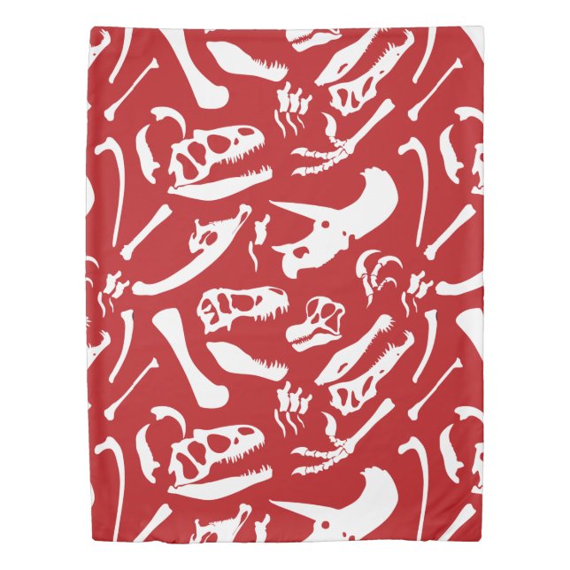 Dinosaur Bones (Red) Duvet Cover (Front)