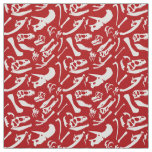 Dinosaur Bones (Red) Fabric