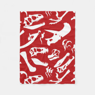 Dinosaur Bones (Red) Fleece Blanket