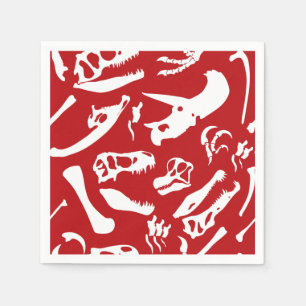 Dinosaur Bones (Red) Napkins