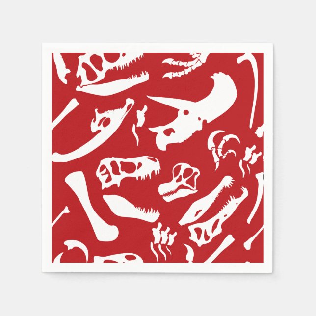 Dinosaur Bones (Red) Napkins (Front)