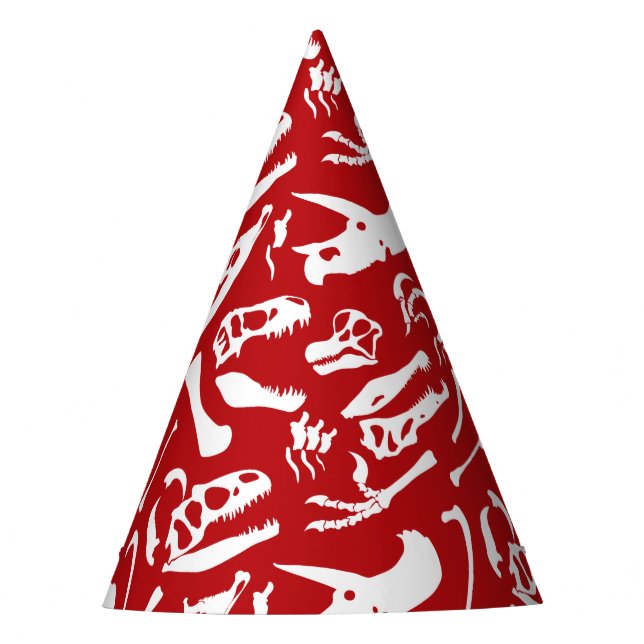 Dinosaur Bones (Red) Party Hat (Front)