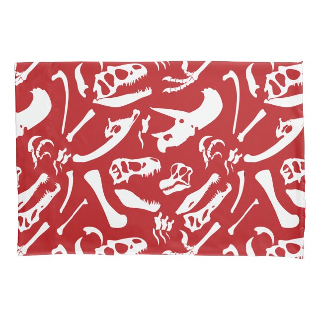 Dinosaur Bones (Red) Pillow Case (Front)