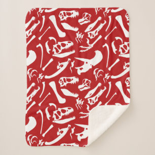 Dinosaur Bones (Red) Sherpa Blanket