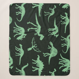 Dinosaur Bones Vintage Silhouette Illustration. Sherpa Blanket