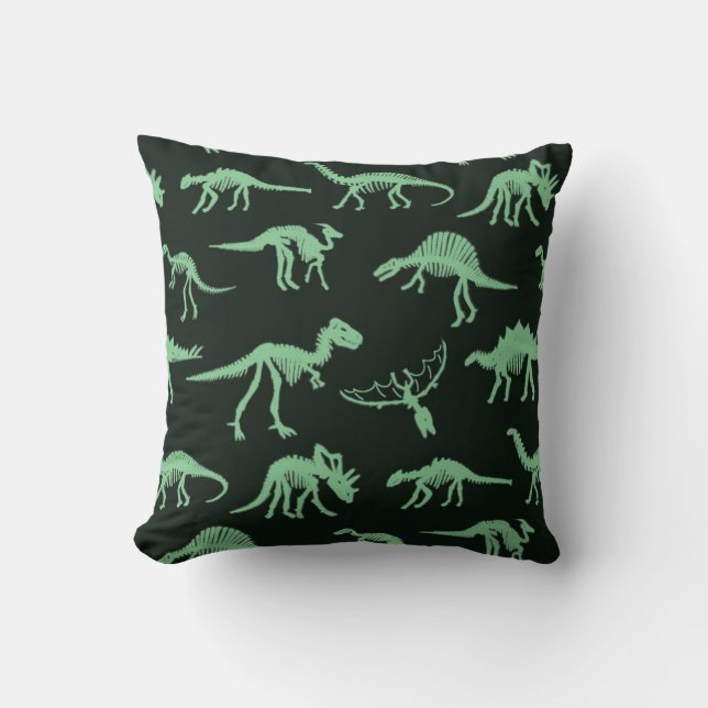 Dinosaur Bones Vintage Silhouette Illustration. Throw Pillow (Front)