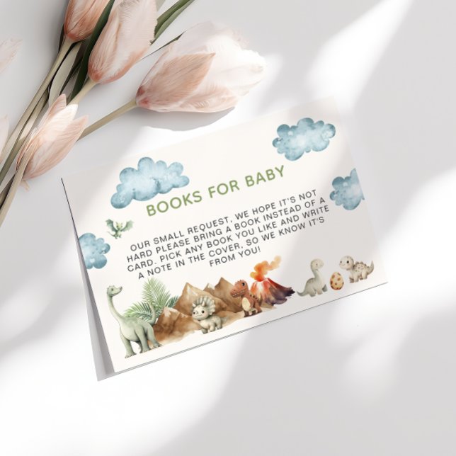 Dinosaur Books For Baby Baby Shower Enclosure Card (Creator Uploaded)