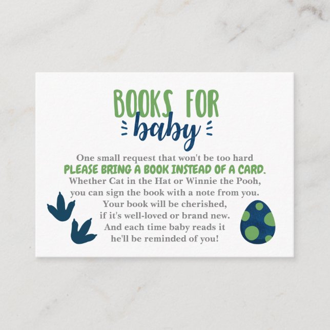 Dinosaur Books for Baby Invitation Insert (Front)