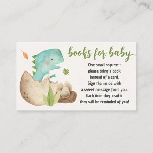 Dinosaur Books for Baby Request Cute Baby Shower Enclosure Card