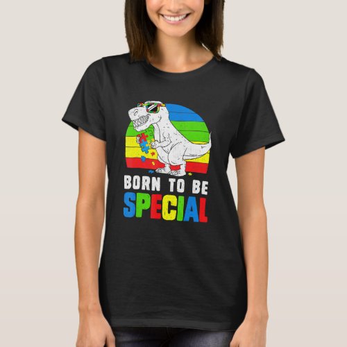 Dinosaur Born Special Autism Awareness Support Tod T_Shirt