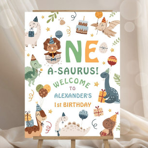 Dinosaur Boy 1st Birthday Welcome Sign Foam Board