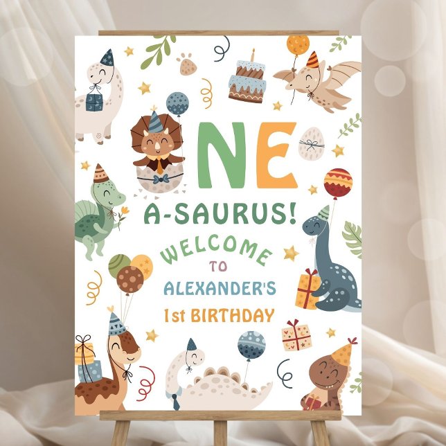 Dinosaur Boy 1st Birthday Welcome Sign Foam Board (Creator Uploaded)