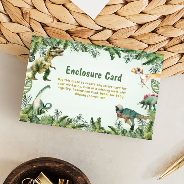 Dinosaur Boy 3rd Birthday Party Enclosure Card (Creator Uploaded)