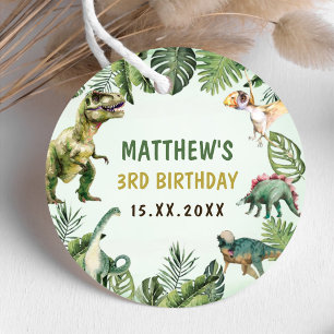 Dinosaur Boy 3rd Birthday Party Favor Tags
