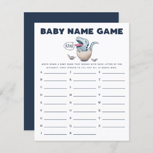 Dinosaur Boy Baby Name Shower Game 