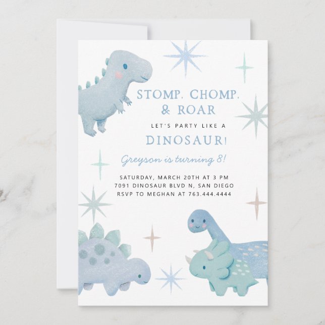 Dinosaur Boy Birthday Party Invitation (Front)