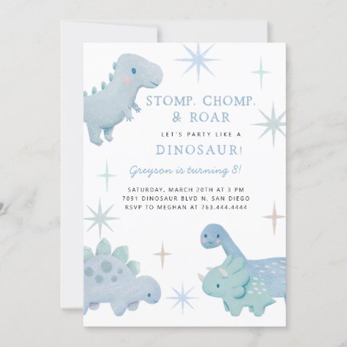 Dinosaur Boy Birthday Party Invitation
