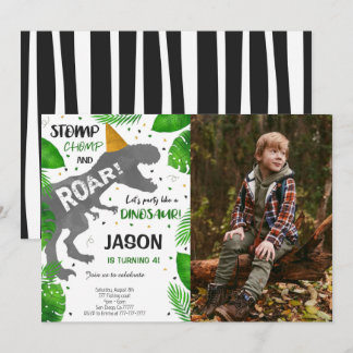 Dinosaur Boy Birthday Party Photo Invitation