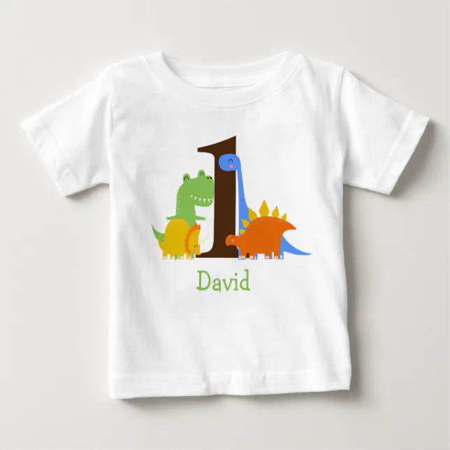 Dinosaur Boy First Birthday Outfit Baby TShirt Zazzle