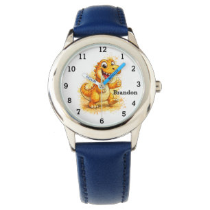 Dinosaur Boy Modern Trex Custom Name For Kids Watch