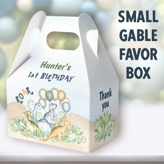 Dinosaur Boy Pastel Blue Green 1st Birthday Favor Boxes