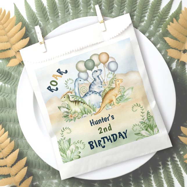 Dinosaur Boy Pastel Blue Green 2nd Birthday Favor Bag (Dinosaur Boy Pastel Blue Green 2nd Birthday Favor Bag)