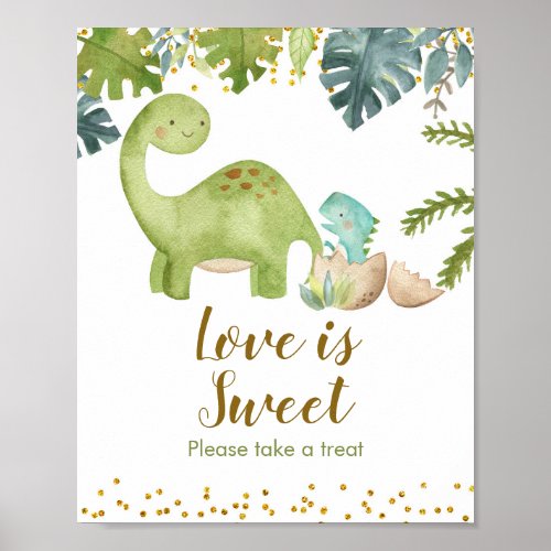 Dinosaur Boy Watercolor Love is Sweet Sign